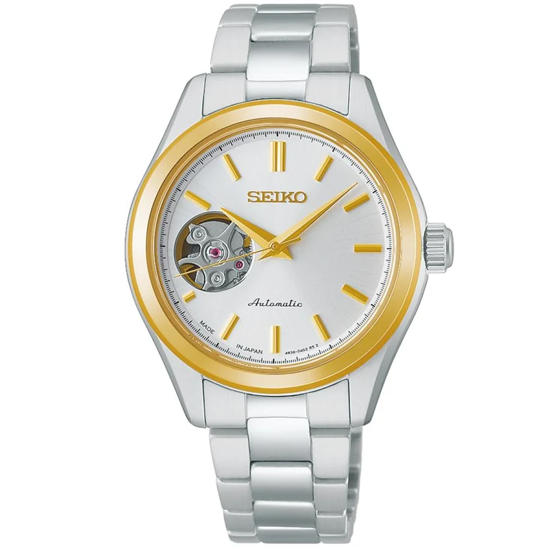 Orologio da donna automatico SEIKO SELECTION HFB009J JDM Open Heart in oro bianco, prodotto in Giappone.