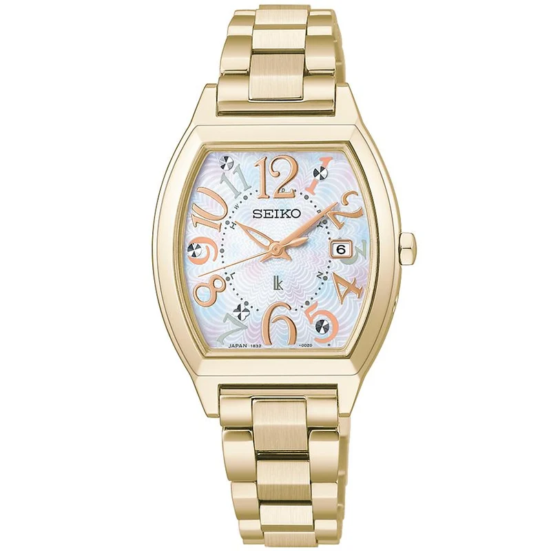 Orologio da donna SEIKO LUKIA SSQW104 JDM Liberty Fabric Limited Edition, a energia solare, radiocontrollato, con cassa in titanio e madreperla bianca, prodotto in Giappone.