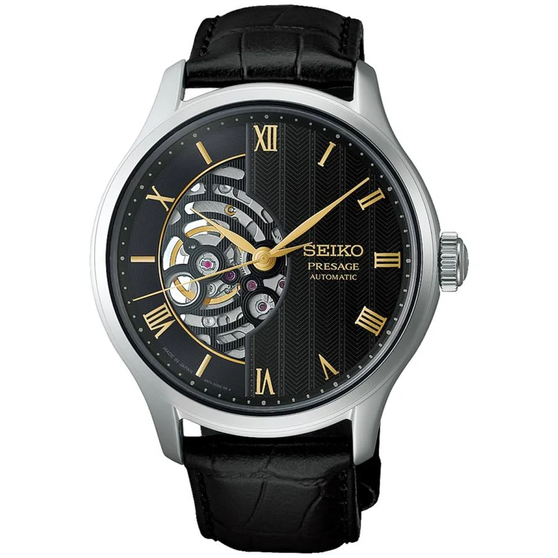 Orologio da uomo SEIKO PRESAGE Japanese Garden HCB008J Kyoto Moonlit Night Black Open-Heart Cal.4R71 Automatic JDM