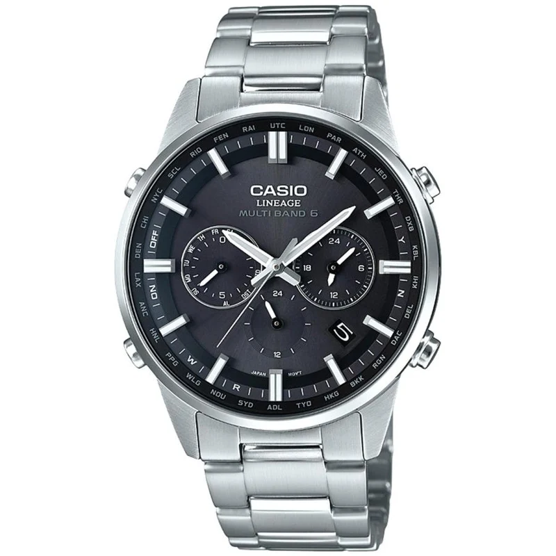 Orologio da uomo CASIO LINEAGE LIW-M700D-1AJF con quadrante nero, multibanda, 6 cinturini, resistente all'energia solare, stile JDM.