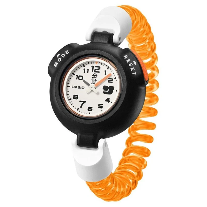 Orologio unisex CASIO SAN-100H-7BJR bianco arancione con timer analogico per sauna, stile JDM.