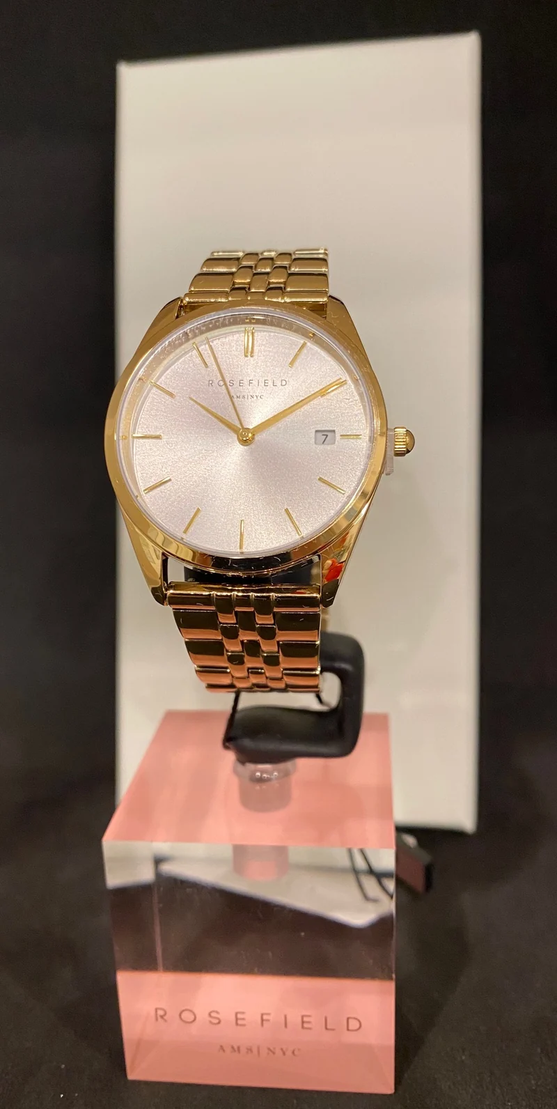 Orologio Rosefield AMS/NYC The Ace laminato giallo quadrante argento donna