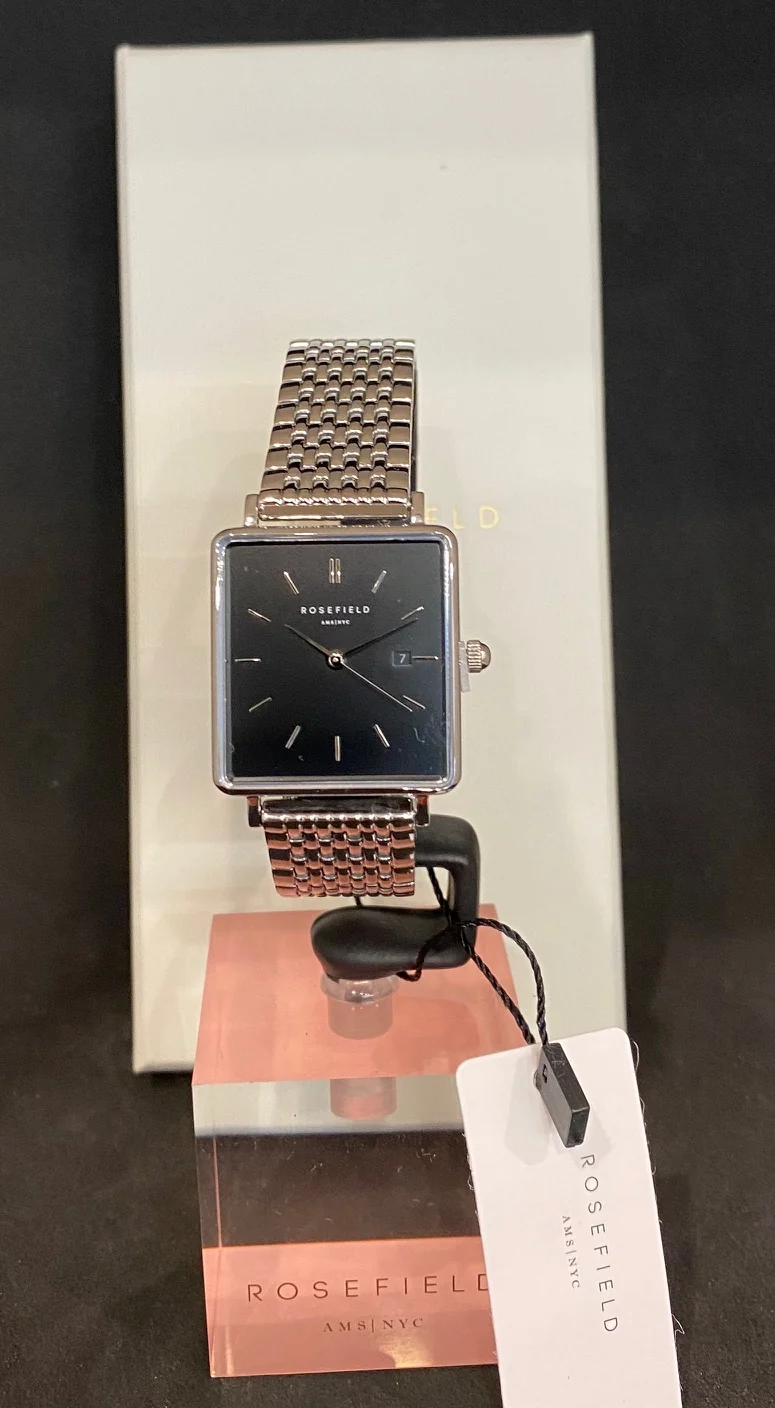Orologio Rosefield AMS/NYC The Boxy acciaio donna quadrante nero