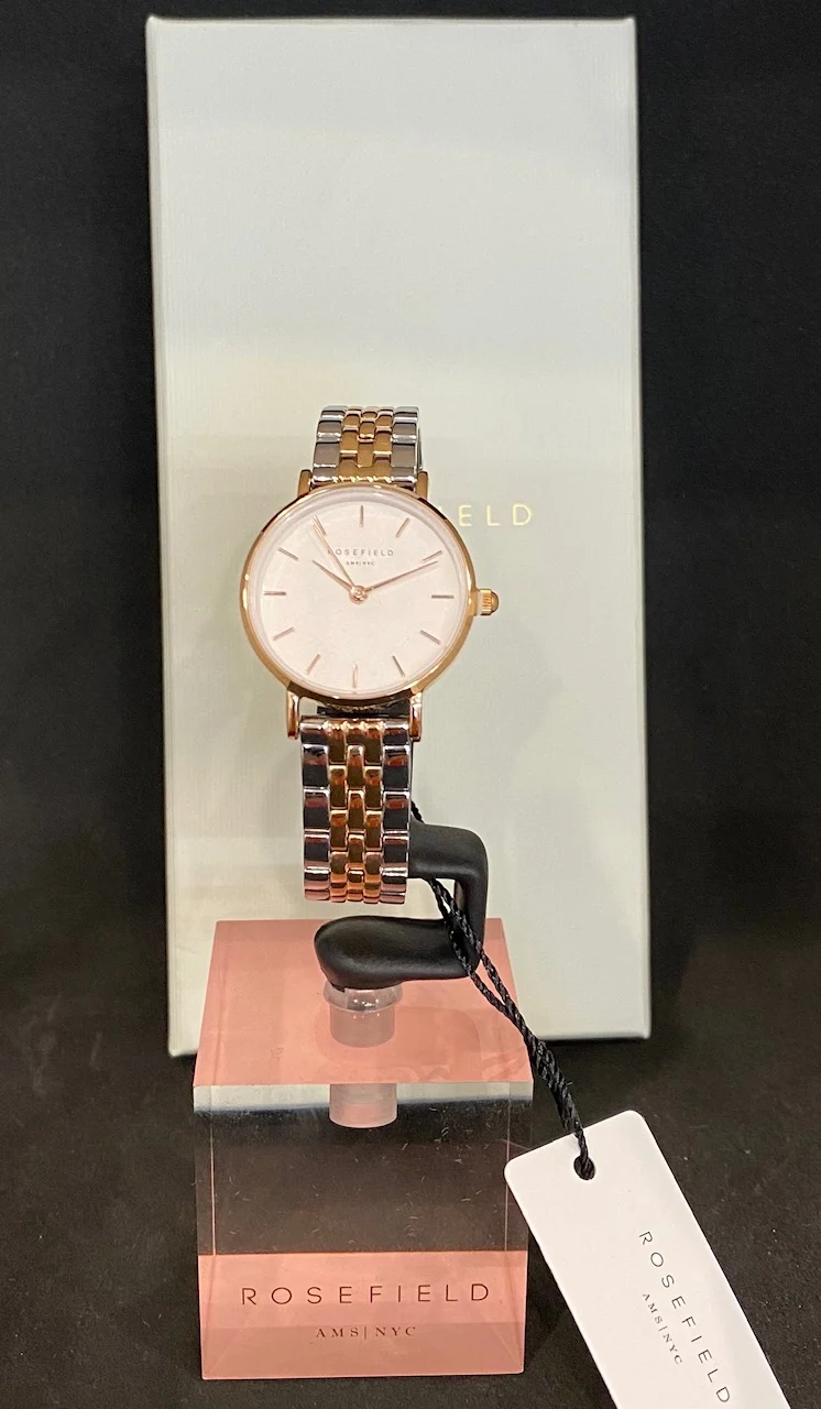 Orologio Rosefield AMS/NYC bicolore acciaio rosa donna Small Edit quadrante bianco
