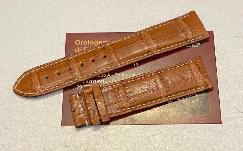 Cinturino (cocco) impunture bianche originale Eberhard Chrono 4 31041 no fibbia