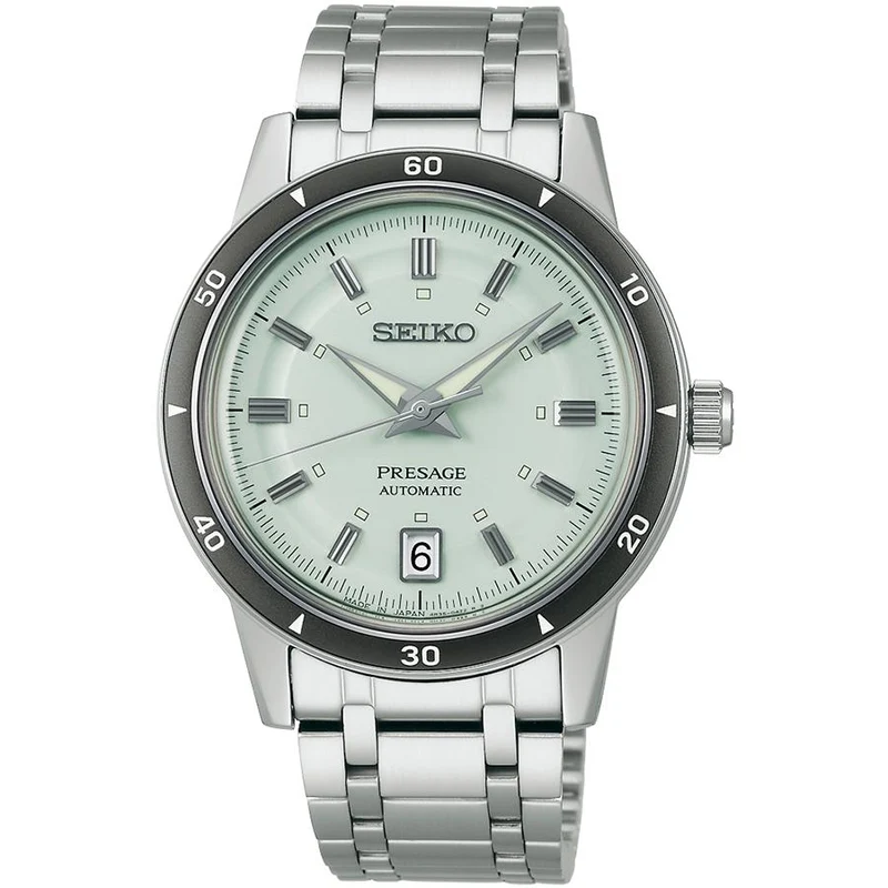 Orologio da uomo meccanico automatico Seiko Presage Style 60's Timeless Color Palette SARY265 con quadrante verde ghiaccio