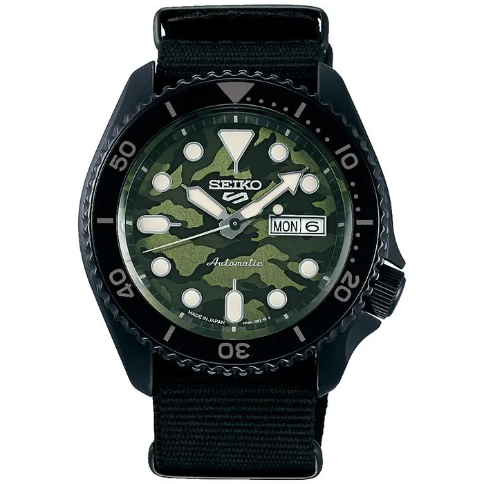 SEIKO 5 SPORTS SBSA173 JDM SKX Street Style Camouflage Automatico Nero Nylon