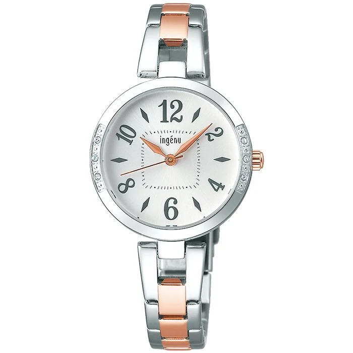 Orologio da donna Alba Angeine Quartz AHJK448 a batteria con cassa in cristallo, quadrante bianco e cinturino in metallo