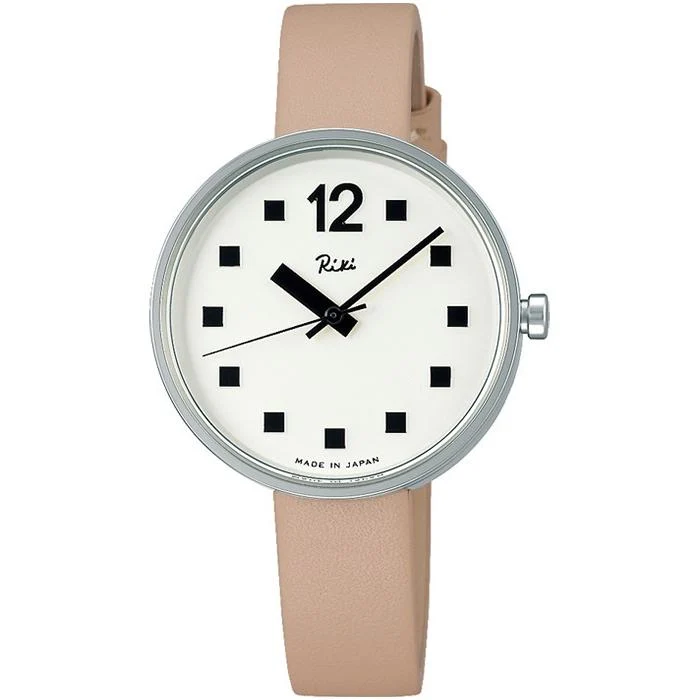 Alba Riki Public Watch AKQK460 Orologio al quarzo da donna con cinturino in pelle, beige