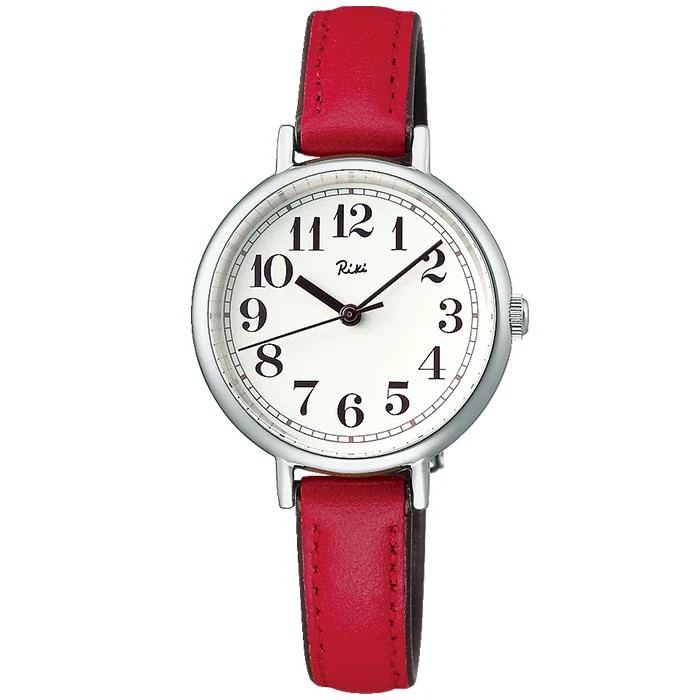 Orologio da donna Alba Riki Traditional Color Series AKQK462 al quarzo con cinturino in pelle, verde foglia autunnale