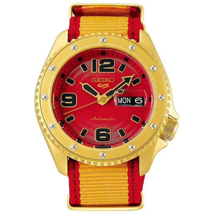 Orologio meccanico da uomo Seiko 5 Sports Street Fighter V Collaboration Limited Edition Zangief SBSA084 in nylon