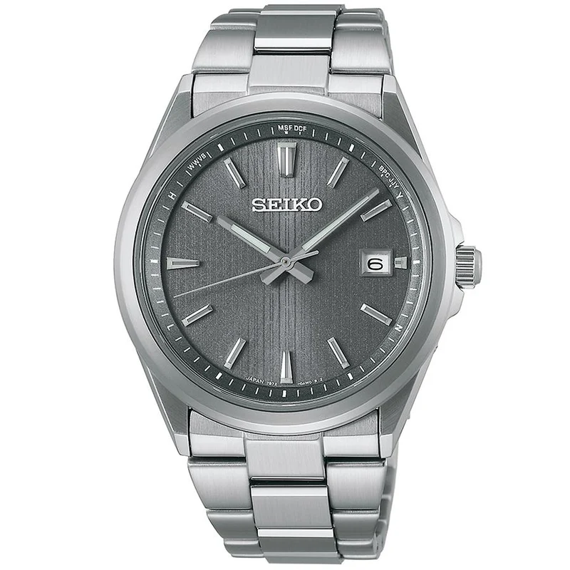 Orologio da uomo SEIKO SELECTION Serie S Premium SBTM347 JDM a 3 lancette, radiocontrollato a energia solare, con quadrante grigio.