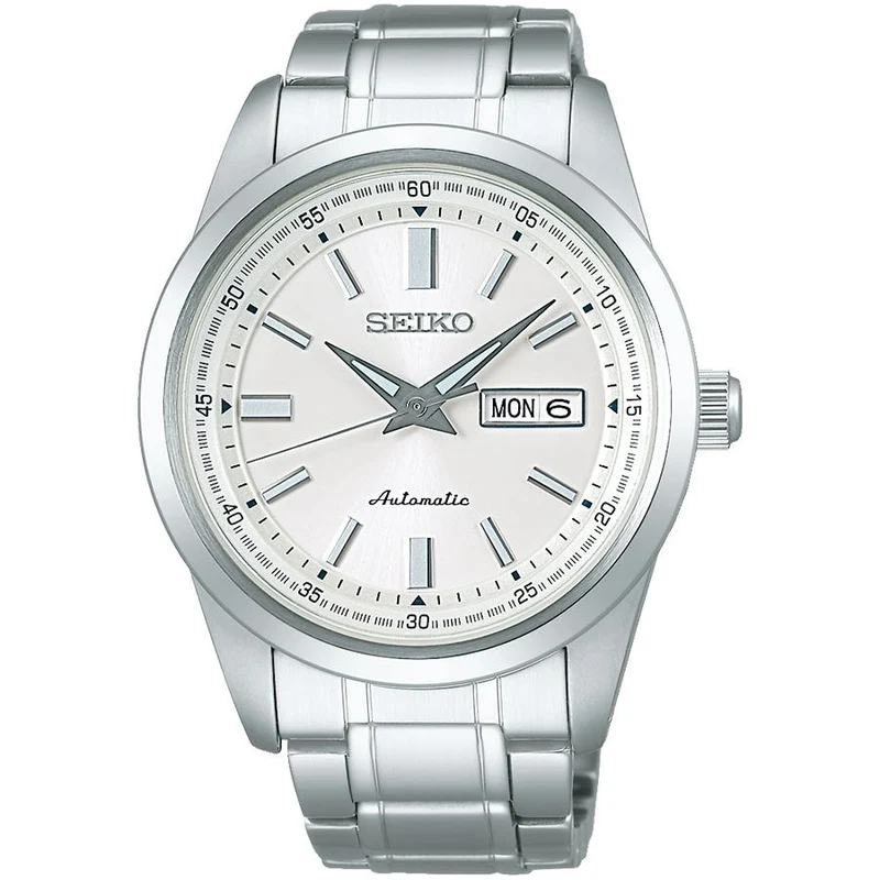 Orologio da uomo SEIKO Selection Mechanical SARV001 JDM Automatic Day-Date in acciaio inossidabile color argento.