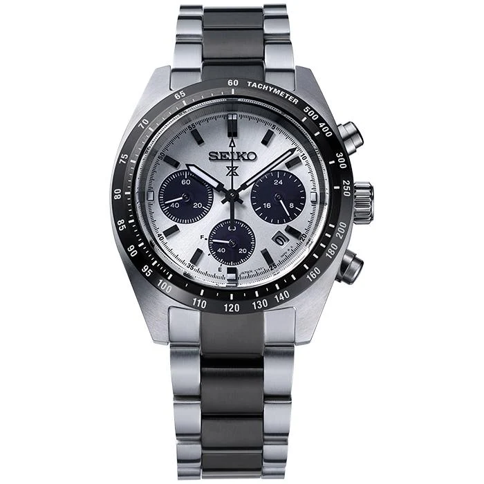 Orologio da uomo Seiko Prospex Speedtimer Solar Chronograph (modello esclusivo SBDL101), edizione limitata, design Panda