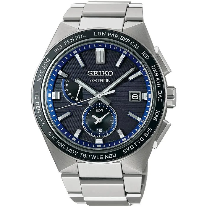 Orologio da uomo Seiko Astron NEXTER 2nd Collection NOVA SBXY051 con radiocontrollo a energia solare, funzione ora mondiale e quadrante nero [S_BH]