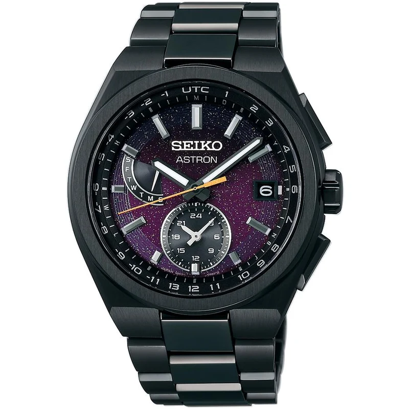 Orologio da uomo Seiko Astron Nexter 2025 Limited Edition Starry Sky SBXY089 con radiocontrollo solare, colore nero e viola