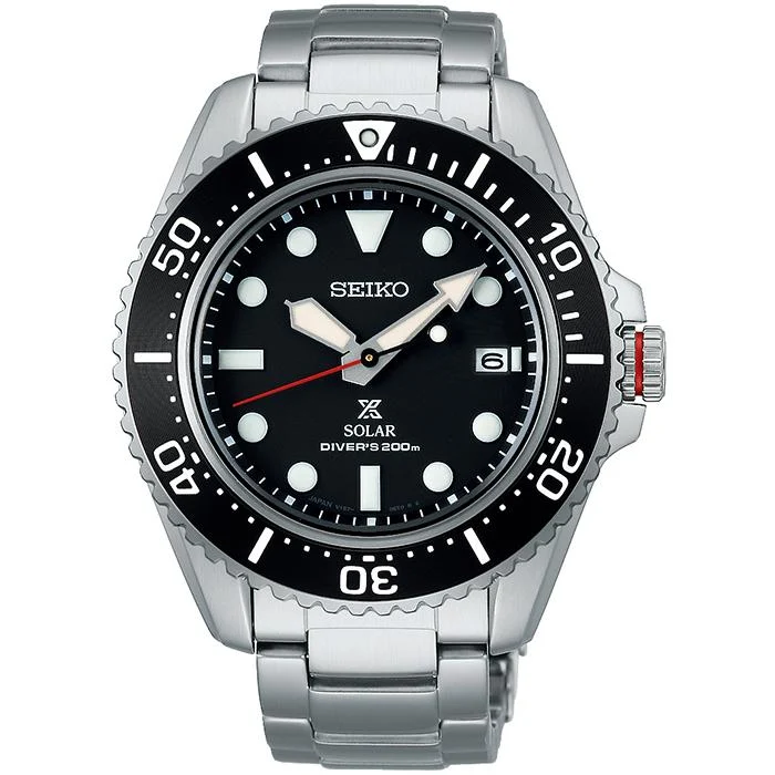 Orologio da uomo Seiko Prospex Diver Scuba Solar SBDJ051 con quadrante nero