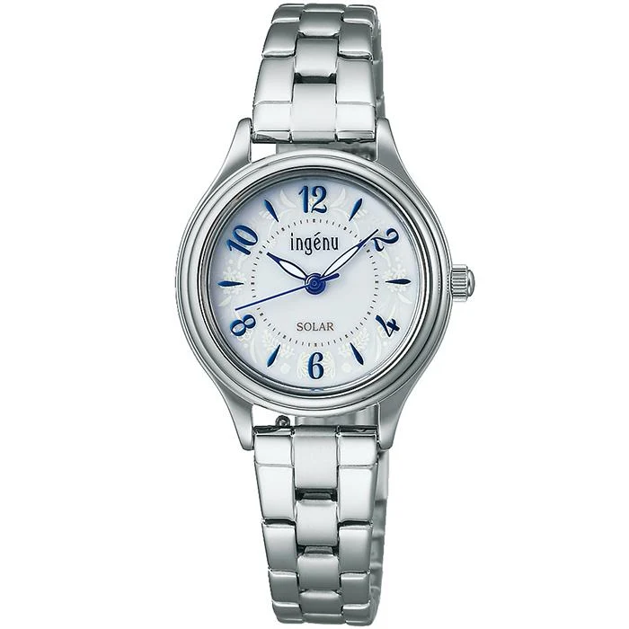 Orologio solare da donna Alba Angeine "Life with Flowers" AHJD436 con quadrante bianco e cinturino in metallo (include cinturini intercambiabili)