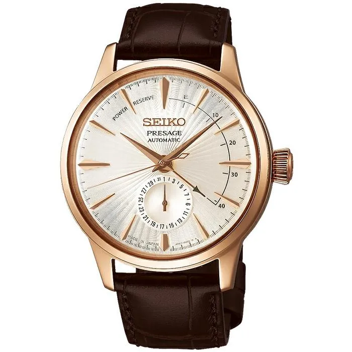 Orologio da uomo Seiko Presage Cocktail Time SARY132 meccanico automatico con cinturino in pelle grigia