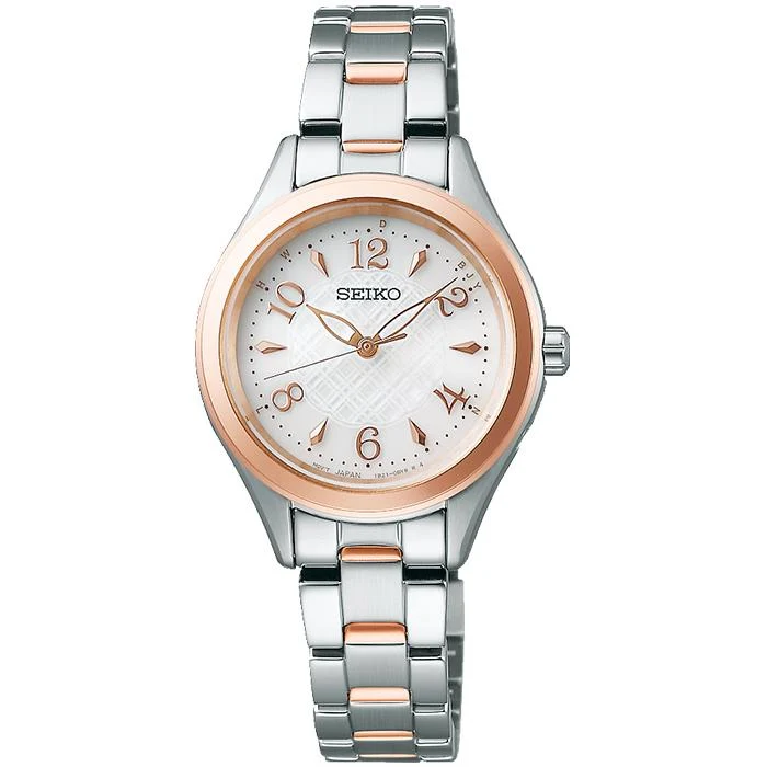 Orologio da donna Seiko Selection SWFH118 con radiocontrollo solare e quadrante bianco e cinturino in metallo argento/oro