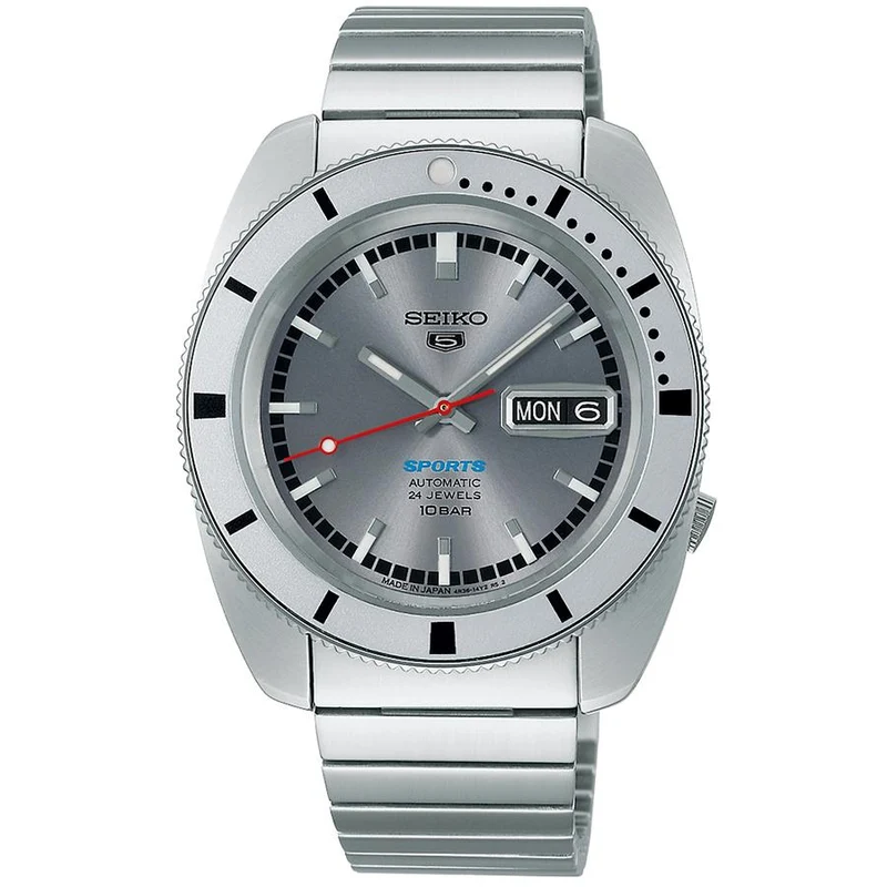 Orologio meccanico automatico da uomo Seiko 5 Sports Heritage Design Reissue Limited Edition SBSA269, argento, modello Hongo