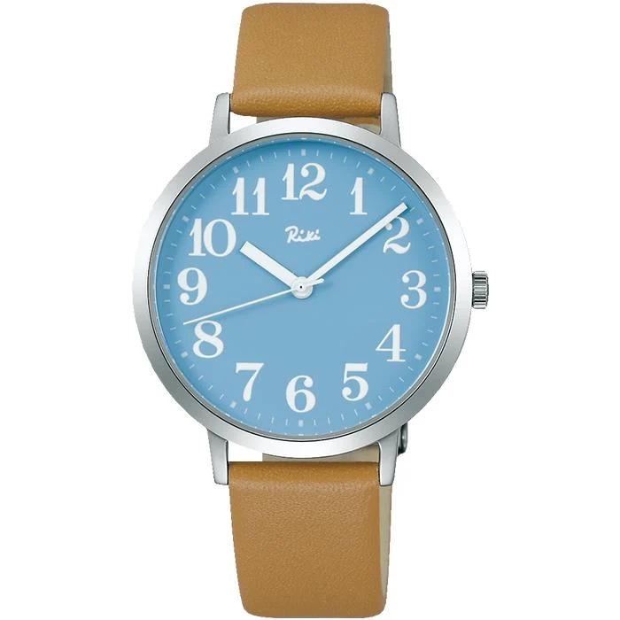 Orologio da polso Alba Riki Standard AKPK428 da uomo e da donna, al quarzo, a batteria, con quadrante blu e cinturino in pelle.