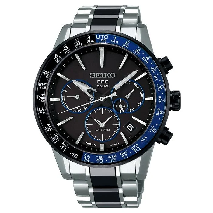 Orologio da uomo Seiko Astron Limited Edition 5X Series SBXC009 con radio satellitare GPS solare e onda in titanio nero, modello esclusivo