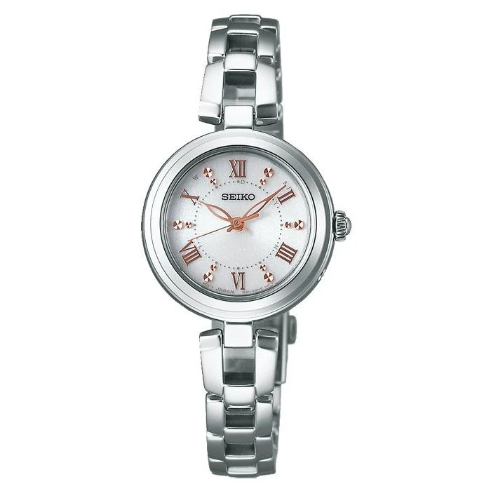 Orologio da donna Seiko Selection, a energia solare, radiocontrollato, cinturino in metallo, bianco, impermeabile fino a 10 ATM, SWFH089