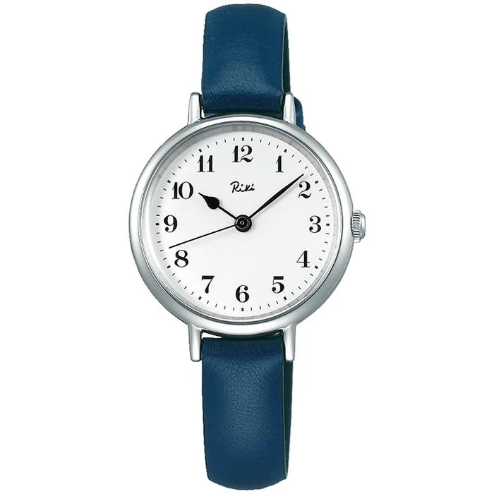 Orologio al quarzo da donna Alba Riki Classic Series AKQK445 con cinturino in pelle, bianco e blu