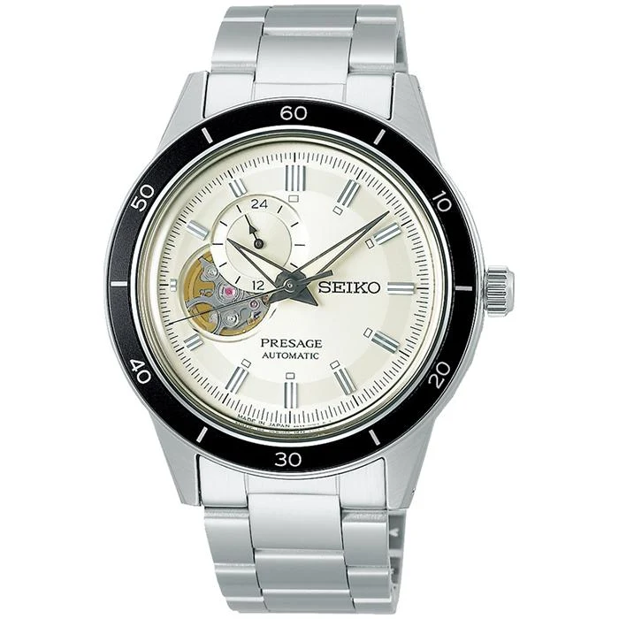 Orologio meccanico automatico da uomo Seiko Presage Style anni '60 SARY189 con cuore aperto, avorio