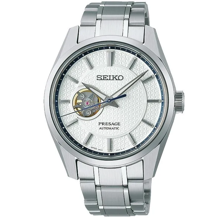 Orologio automatico meccanico da uomo Seiko Presage Sharp Edged Series Open Heart Shironeri SARX097