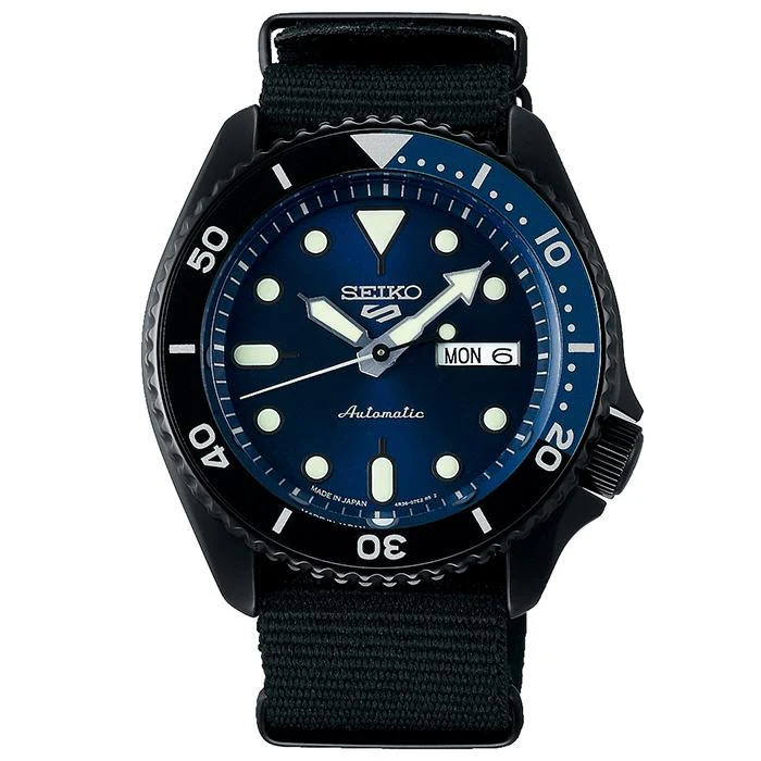 Orologio meccanico automatico da uomo Seiko 5 Sports Street Limited Edition SBSA099 con cassa in nylon nero