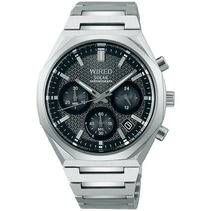 Orologio cronografo solare da uomo Seiko WIRED REFLECTION UPPER AGAD417, grigio/argento