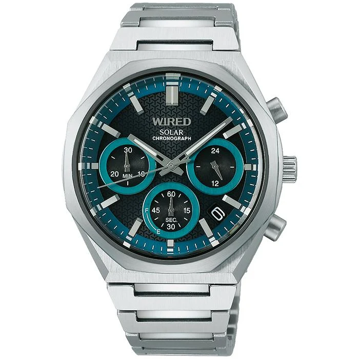 Orologio cronografo solare da uomo Seiko WIRED REFLECTION UPPER AGAD418, verde e argento