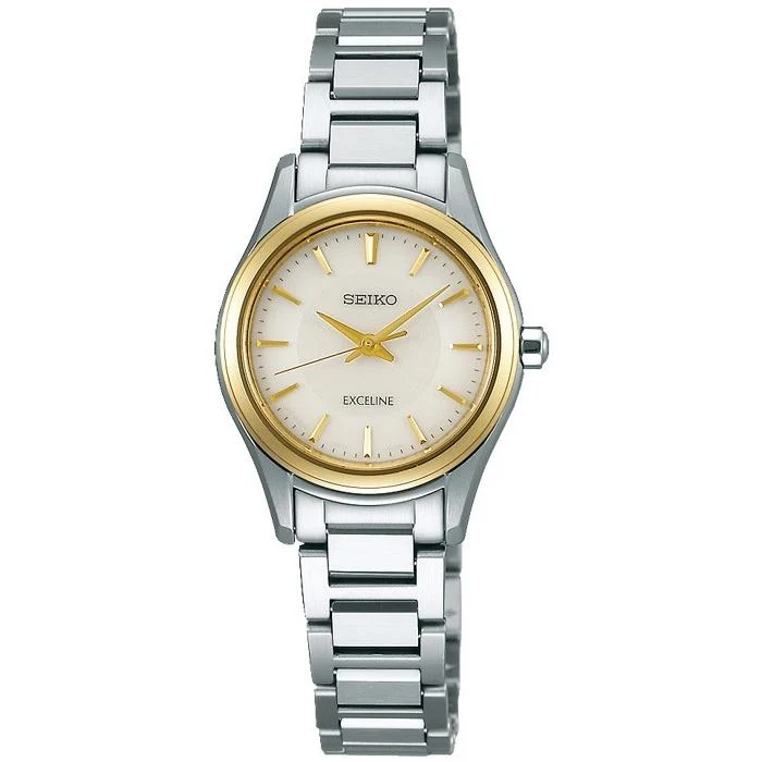 Coppia di orologi da donna Seiko Dolce & Exceline, a energia solare, bianchi, resistenti all'acqua fino a 10 ATM, SWCQ094