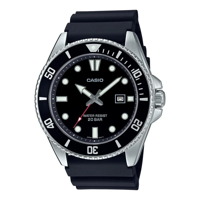 Orologio da uomo CASIO COLLECTION SPORTS MDV-107-1A1JF JDM nero analogico, resistente all'acqua fino a 200 metri, prodotto autorizzato per il mercato interno.