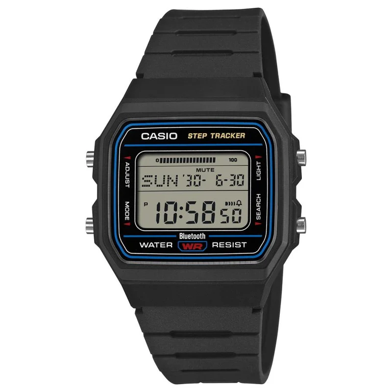 Orologio digitale da uomo CASIO COLLECTION F-B100W-1AJF JDM con contapassi Bluetooth, colore nero.