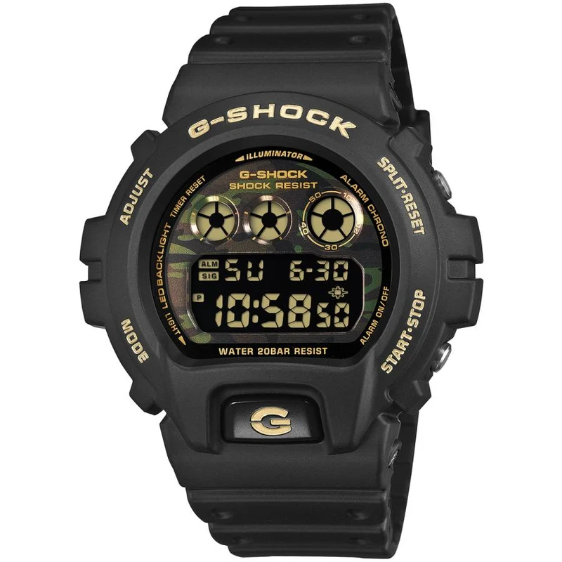 Orologio digitale da uomo CASIO G-SHOCK DW-6900CF-1JF JDM Bold Camo con quadrante mimetico nero.