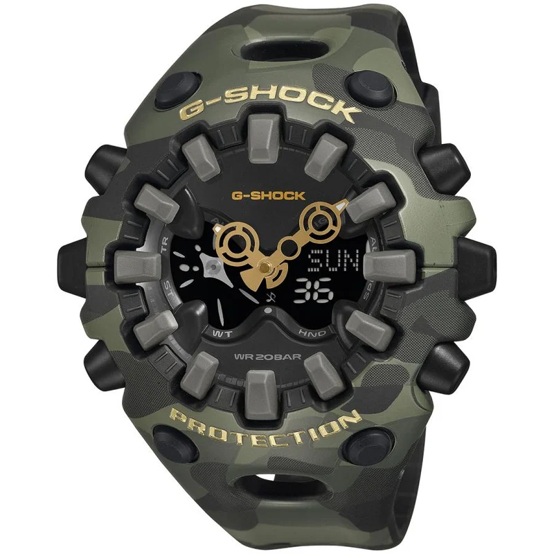 Orologio da uomo CASIO G-SHOCK GA-V01CMG-3AJF JDM Bold Camo Camo e oro verde con display analogico-digitale negativo