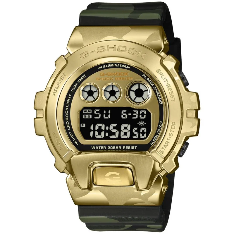 CASIO G-SHOCK GM-6900CMG-3JF JDM BOLD CAMO con quadrante digitale in metallo dorato