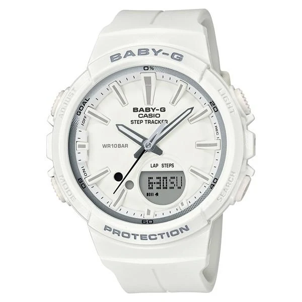 Orologio da donna BABY-G CASIO BGS-100SC-7AJF bianco con contapassi e funzione running.