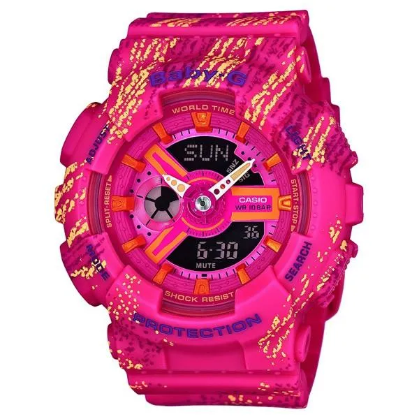 Orologio sportivo da donna CASIO BABY-G Mist Texture analogico blu, modello BA-110TX-4AJF.