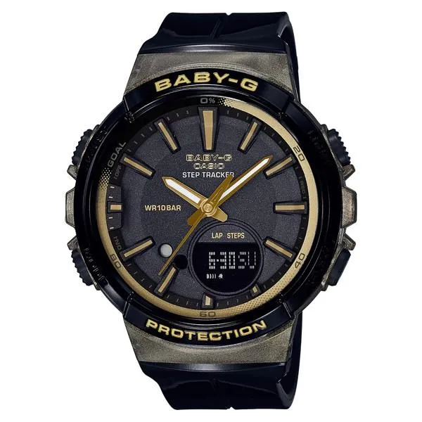 BABY-G CASIO STEP TRACKER Pedometro BGS-100GS-1AJF Donna Nero x Oro