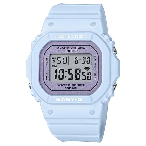 Orologio da donna CASIO Baby-G BGD-565SC-2JF con motivo floreale primaverile blu.