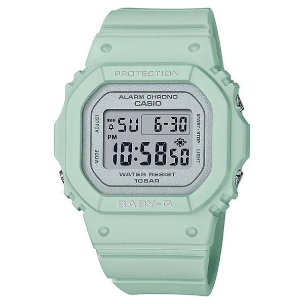 Orologio da donna CASIO Baby-G BGD-565SC-3JF con motivo floreale primaverile verde.