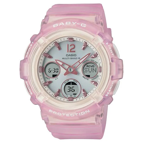 Orologio da donna CASIO Baby-G radiocontrollato a energia solare, rosa e scheletrato, modello BGA-2800-4AJF