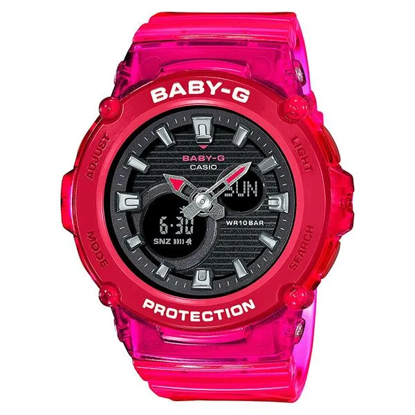 Orologio da donna CASIO Baby-G Skeleton rosso e nero, modello BGA-270S-4AJF.