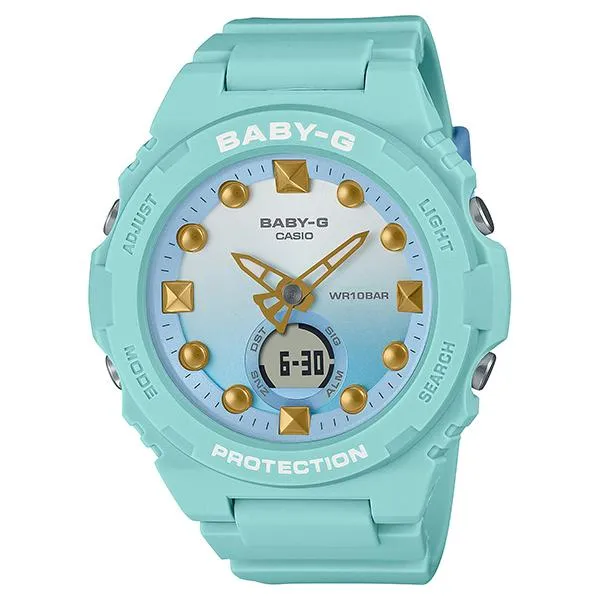 Orologio da donna Baby-G BGA-320-3AJF con design "Scena di spiaggia" e quadrante "Laguna color menta".