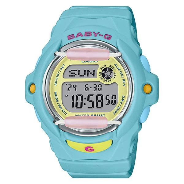 Orologio da donna Baby-G con design Tropical Beach e cinturino in larimar, modello BG-169PB-2JF.