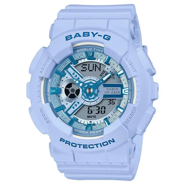 Orologio da donna analogico-digitale CASIO BABY-G BA-110YK-2AJF stile JDM Y2K, blu.